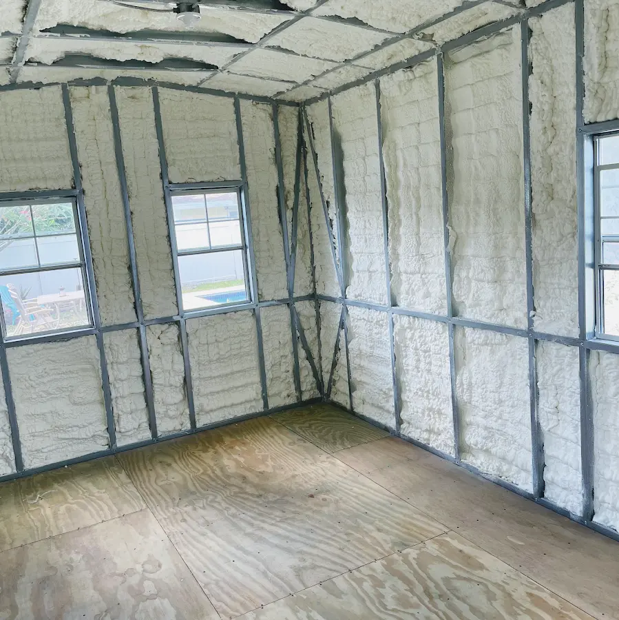 Closed-cell spray foam insulation applied to wall cavities in a residential project in Folsom